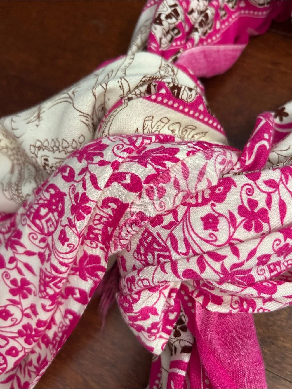 Bright Pink Elephant Print Sarong Scarf Wrap, Perfect for a Cruise or Resortwear